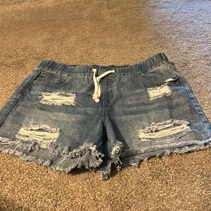 YMI denim shorts, elastic waist with drawstring, size L